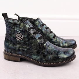 Damen-Stiefeletten aus Lackleder in Kroko-Grün Rieker 71205-90 2