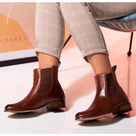 Flache Chelsea-Stiefel aus Kamelleder Butdam Stw braun 2