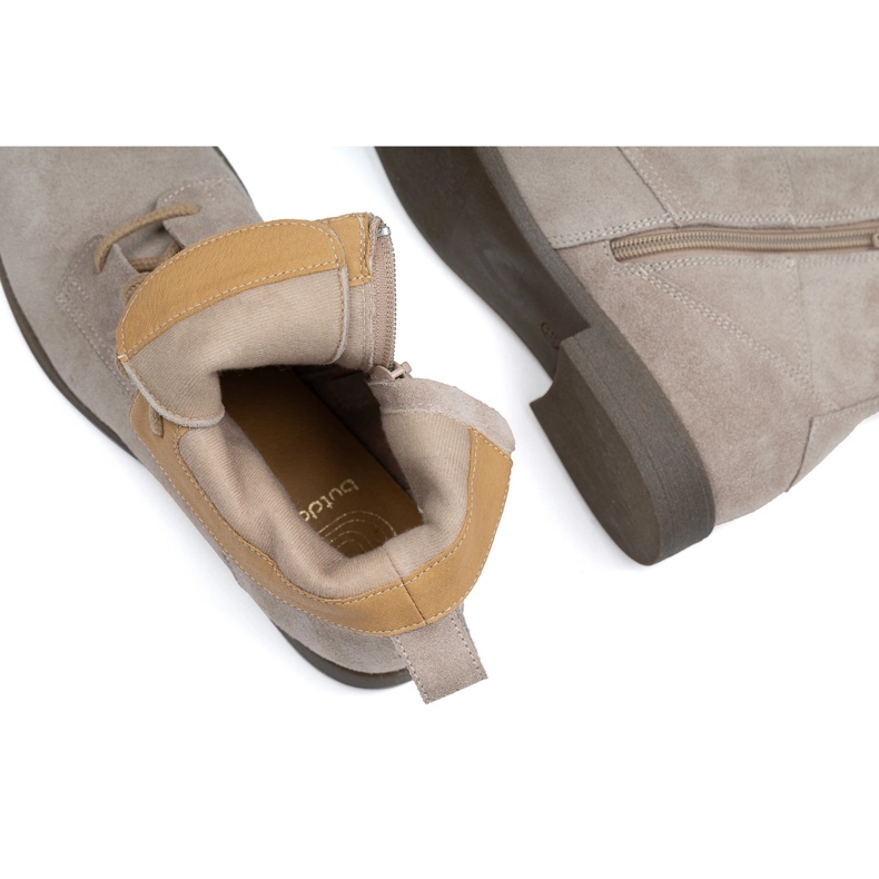 BUTDAM Damen-Schnürstiefel aus Leder Trw, beige 1