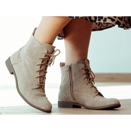 BUTDAM Damen-Schnürstiefel aus Leder Trw, beige 2