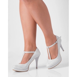 BUTDAM Mariola Bequeme Plateau-Hochzeitsschuhe mit silbernen Riemen silber- 1