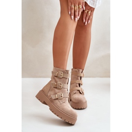 Beige isolierte Damenstiefel mit Schnallen Tiaeliana 4