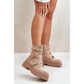 Beige isolierte Damenstiefel mit Schnallen Tiaeliana 3
