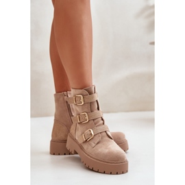 Beige isolierte Damenstiefel mit Schnallen Tiaeliana 6
