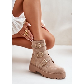 Beige isolierte Damenstiefel mit Schnallen Tiaeliana 8