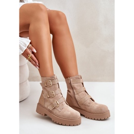 Beige isolierte Damenstiefel mit Schnallen Tiaeliana 2