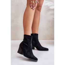 Cowboystiefel mit hohem Absatz, Eco-Wildleder, schwarze Arabelline 2