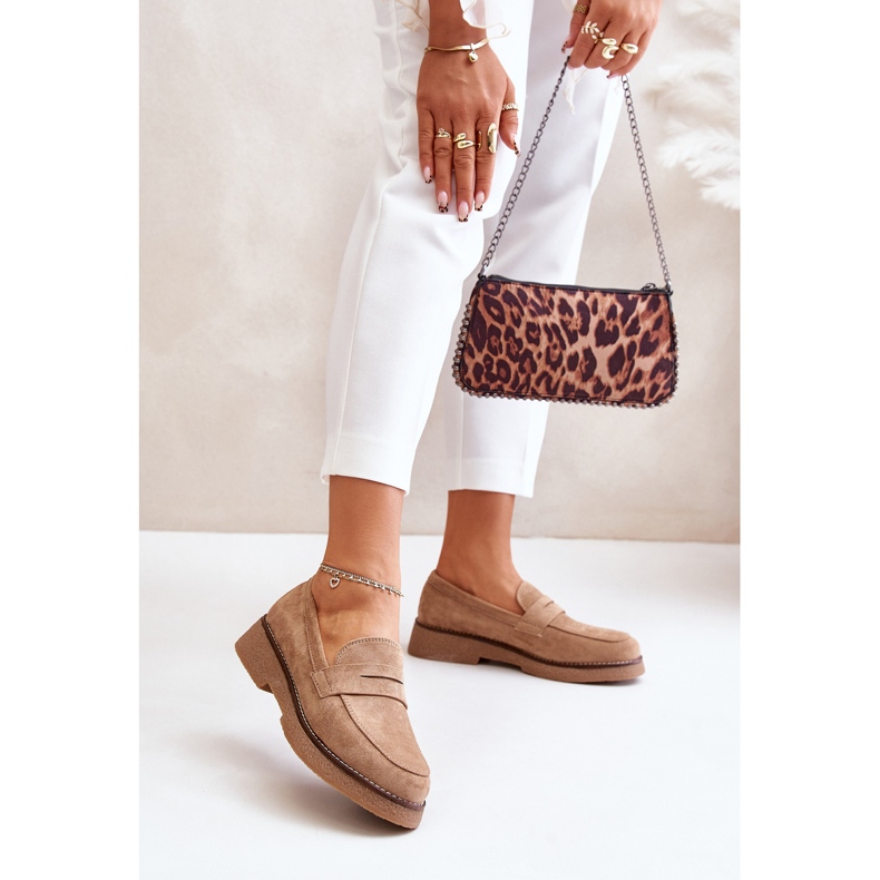 Klassische Damen-Mokassins aus Öko-Wildleder, Beige Belania 2