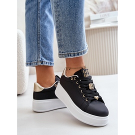 Damen-Plateau-Sneaker mit Verzierungen, Black Herbisa schwarz 2