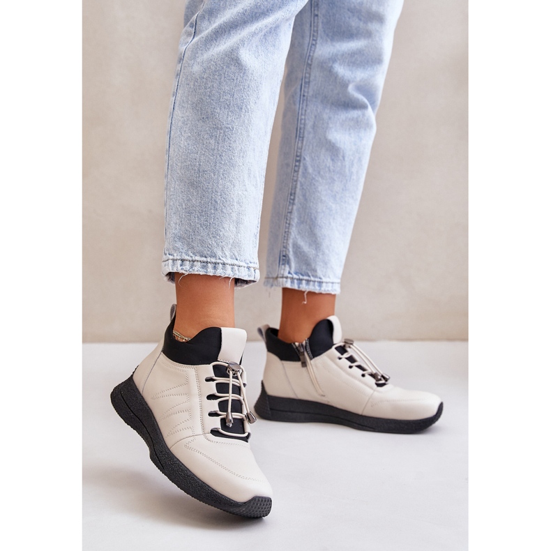 Isolierte Sportschuhe aus Leder mit Reißverschluss Artiker 55C0038 Beige 2