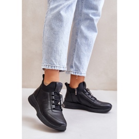 Isolierte Sportschuhe aus Leder mit Reißverschluss Artiker 55C0041 Schwarz 2