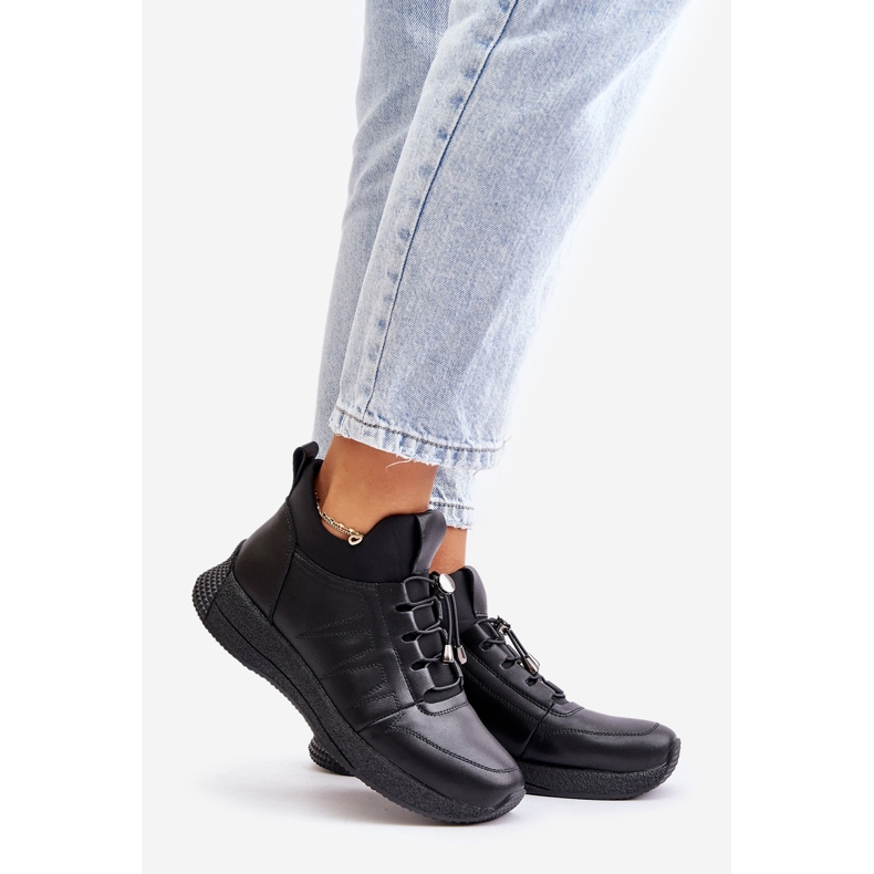 Isolierte Sportschuhe aus Leder mit Reißverschluss Artiker 55C0041 Schwarz 1