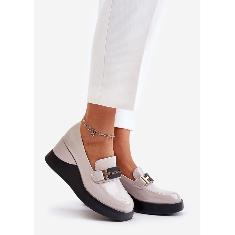 Vinceza 58337 Graue Lack-Keilmokassins 1