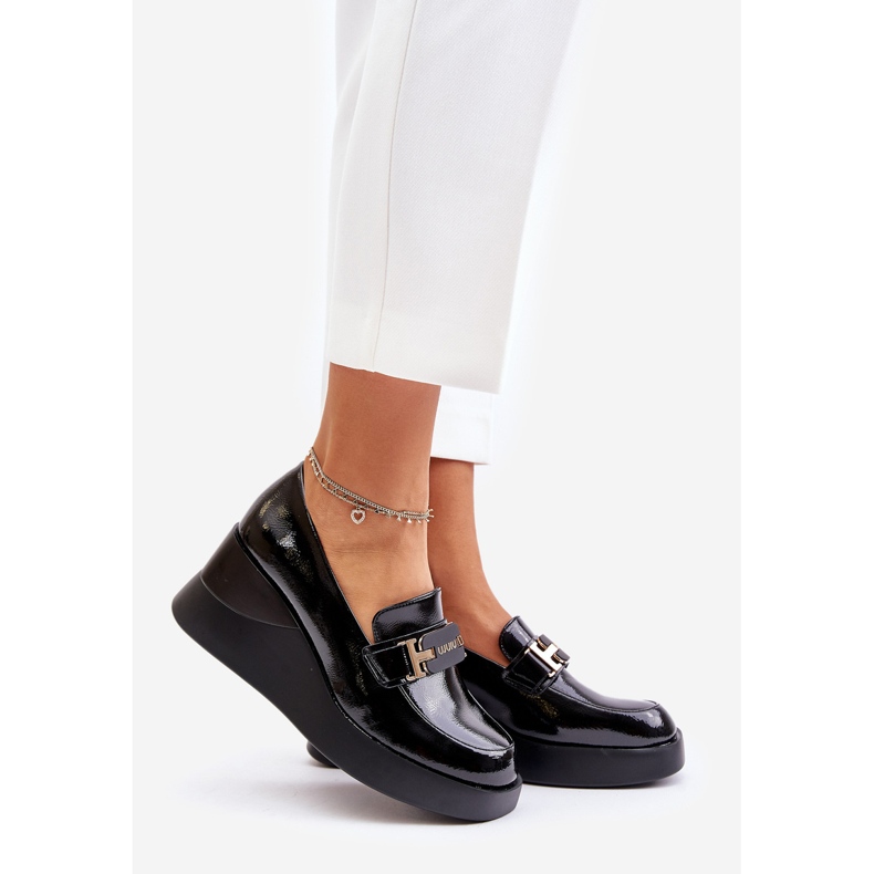 Vinceza 58337 Schwarze Lack-Keilmokassins 1