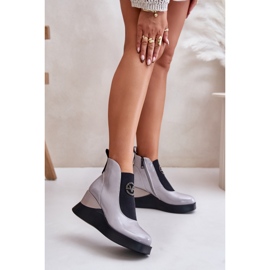 Lackstiefel mit Keilabsatz, isoliert, Vinceza 66703, Grau 2