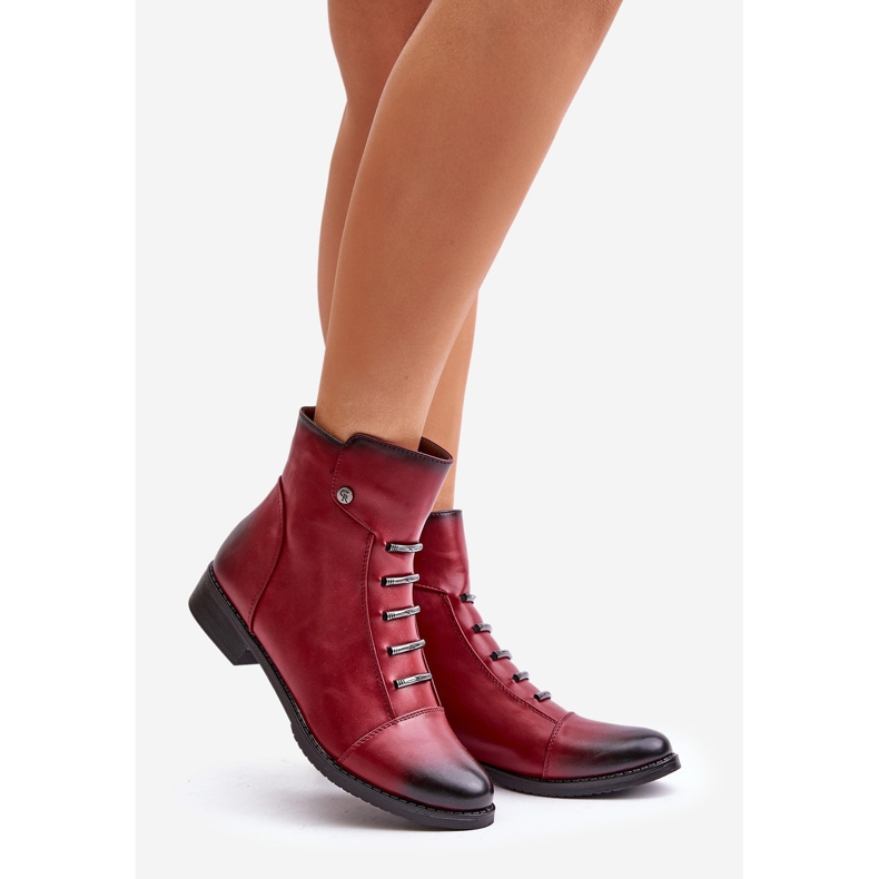 Jezzi Isolierte flache Damenstiefel, Burgundy Labise rot 1