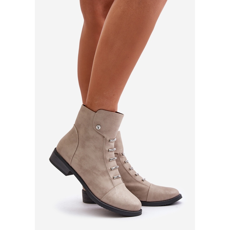 Jezzi Beige Labise isolierte flache Damenstiefel 1