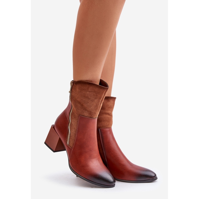 Braune isolierte Damenstiefel auf High Heels Relabina 1