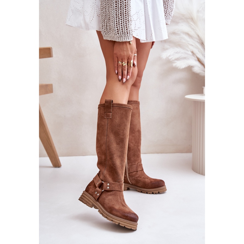 Overknee-Stiefel für Damen aus Wildleder Lewski 3615 Braun 2