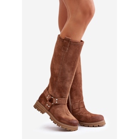 Overknee-Stiefel für Damen aus Wildleder Lewski 3615 Braun 1