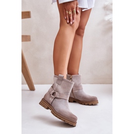 Flache Damenstiefel aus Wildleder Lewski 3610 Cappucino beige 5