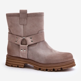 Flache Damenstiefel aus Wildleder Lewski 3610 Cappucino beige 6