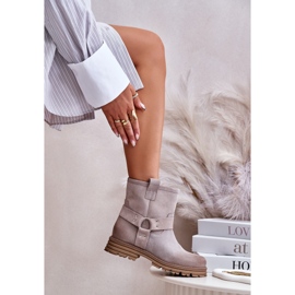 Flache Damenstiefel aus Wildleder Lewski 3610 Cappucino beige 8