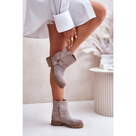 Flache Damenstiefel aus Wildleder Lewski 3610 Cappucino beige 9