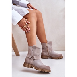 Flache Damenstiefel aus Wildleder Lewski 3610 Cappucino beige 1