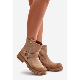 Flache Damenstiefel aus Wildleder Lewski 3610 Beige 1
