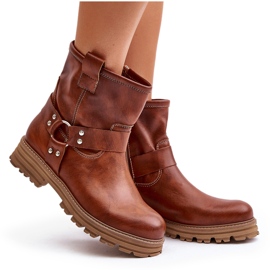 Flache Damenstiefel aus Leder Lewski 3610 Braun 8