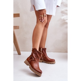 Flache Damenstiefel aus Leder Lewski 3610 Braun 2