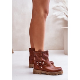 Flache Damenstiefel aus Leder Lewski 3610 Braun 5