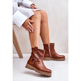 Flache Damenstiefel aus Leder Lewski 3610 Braun 6