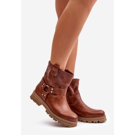 Flache Damenstiefel aus Leder Lewski 3610 Braun 1