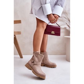 Flache Damenstiefel aus Leder Lewski 3610 Beige 2