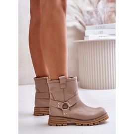 Flache Damenstiefel aus Leder Lewski 3610 Beige 5
