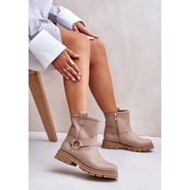 Flache Damenstiefel aus Leder Lewski 3610 Beige 6