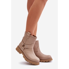 Flache Damenstiefel aus Leder Lewski 3610 Beige 1
