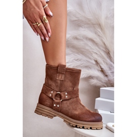 Flache Damenstiefel aus Wildleder Lewski 3610 Braun 5