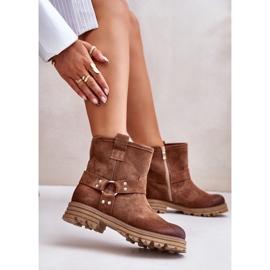 Flache Damenstiefel aus Wildleder Lewski 3610 Braun 9