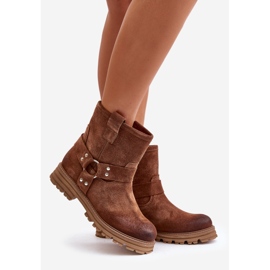 Flache Damenstiefel aus Wildleder Lewski 3610 Braun 1