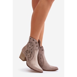 Durchbrochene Wildleder-Cowboystiefel mit hohem Absatz Lewski 3613 Cappucino beige 1