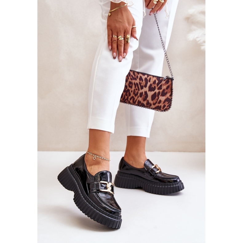 Zazoo 20176 Damen-Mokassins aus Lackleder, Naturleder, Schwarz 2