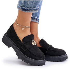 Damen-Brogues-Mokassins mit Golddetail, schwarzes Arilva 7