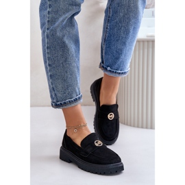 Damen-Brogues-Mokassins mit Golddetail, schwarzes Arilva 2