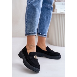 Damen-Brogues-Mokassins mit Golddetail, schwarzes Arilva 1