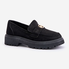 Damen-Brogues-Mokassins mit Golddetail, schwarzes Arilva 3