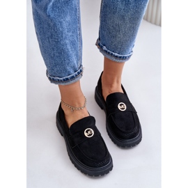 Damen-Brogues-Mokassins mit Golddetail, schwarzes Arilva 4