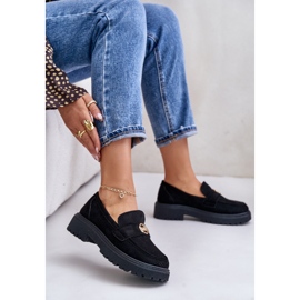Damen-Brogues-Mokassins mit Golddetail, schwarzes Arilva 5